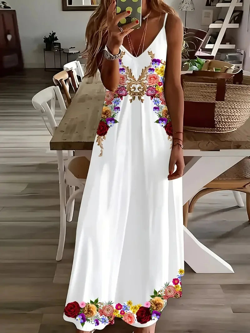 Summer Bohemian Style Women's Suspender Skirt Long A-line Oversized Casual Dress Women's Elegant  Summer Loose Beach Clothes