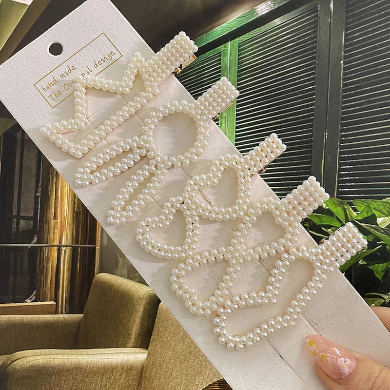 Simulated Pearl Hair Clips For Women Hairpins Geometric Hair Barrettes Fashion Hairgrip Hair Accessories