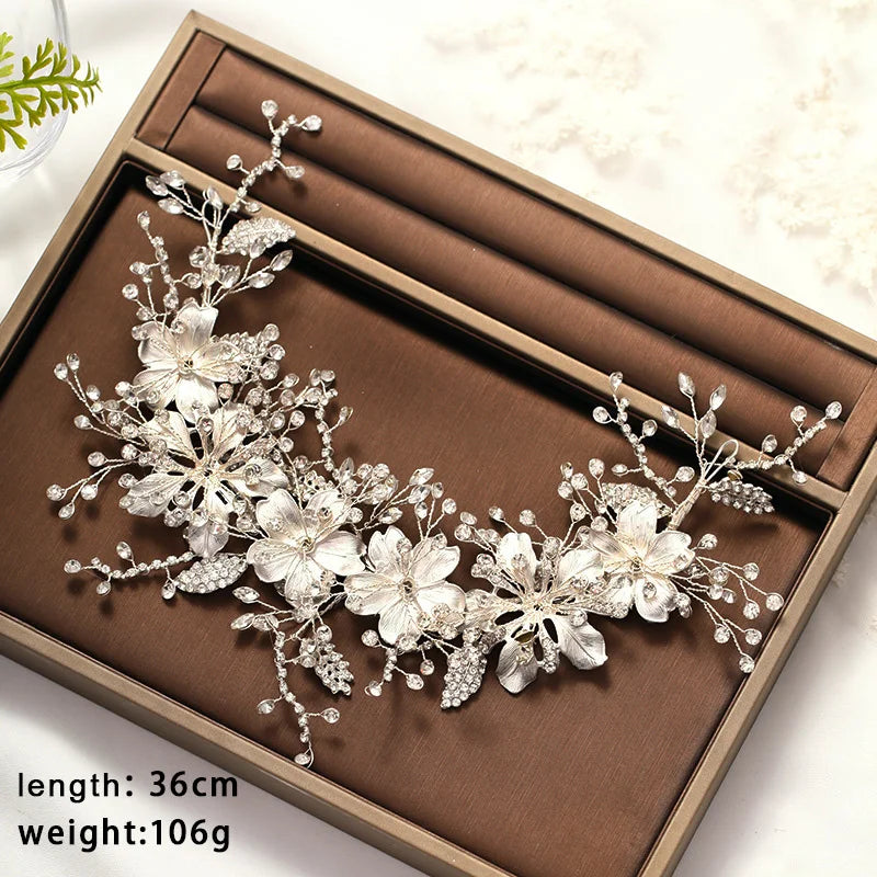 Hair Accessories Crystal Pearl Headband  Rhinestone Leaf Headband Hairband For Women Elegant Princess Headwear