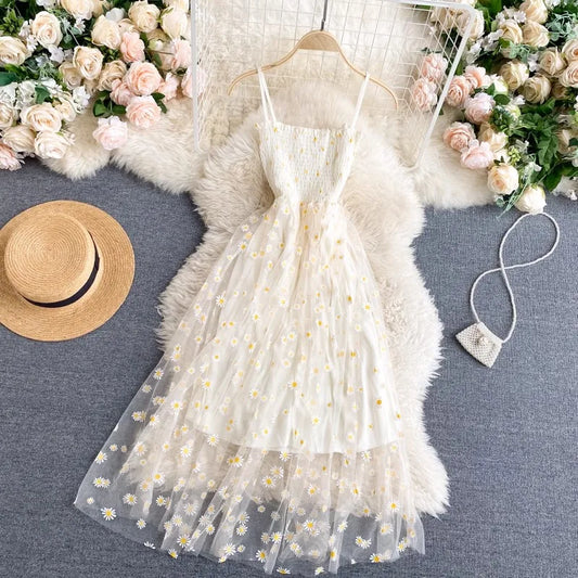 Women's Dress Fashion Floral Print Spaghetti Straps Mesh Party Dress Vacation Style Beach
