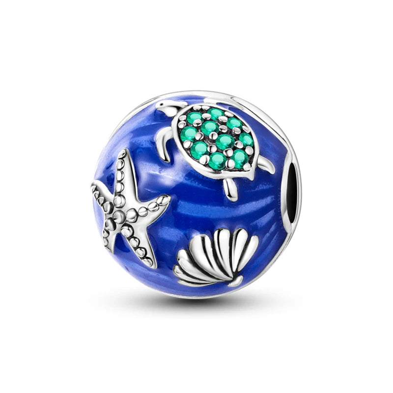 925 Sterling Silver Sea Turtle Shells Ocean Series Charms