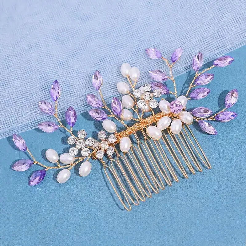 Faux Pearl Crystal Comb Clips, U-shaped Flower Rhinestone Pearl Hair Clips