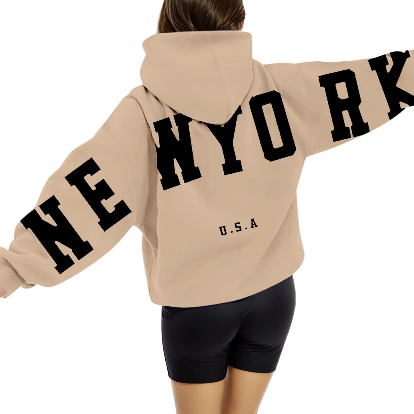 High Street Hip Hop Letter Print Women Hoodies Tops Oversize Sport Casual Long Sleeve Pullover Tops Sweatshirts