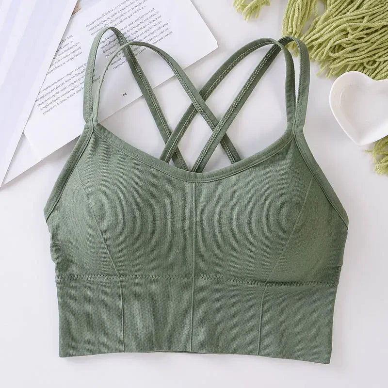 Sports Bra Fitness Top Seamless Running Yoga Gym Crop Top Push Up Sport Bra