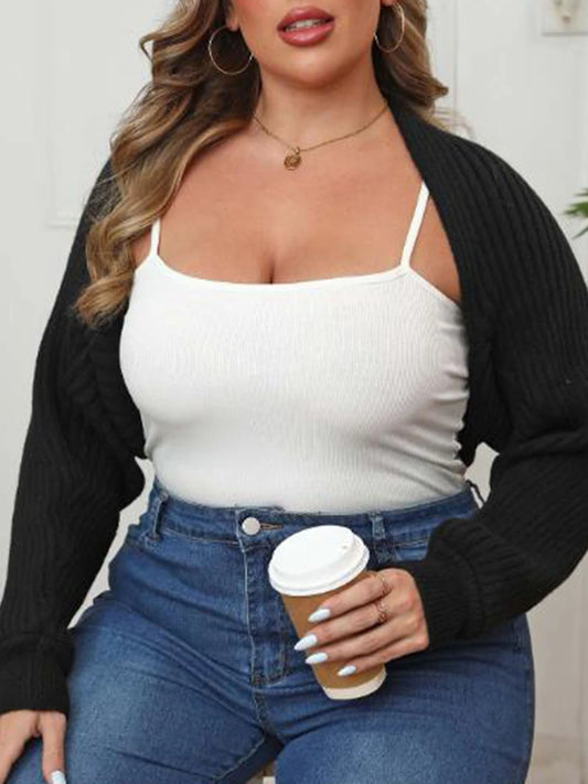 Women s Plus Size Open Front Shrug Sweater with Pockets Cozy Knit Cardigan