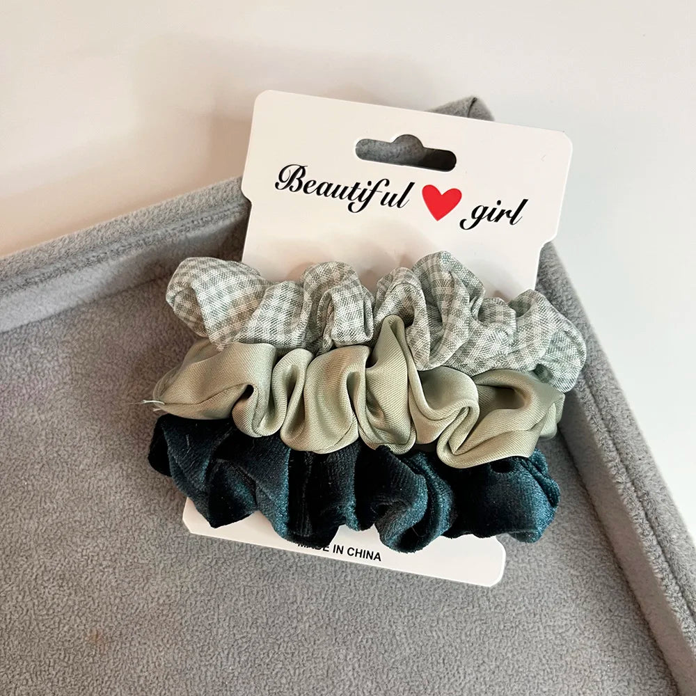 3PCS/Set Corduroy Knitted Small Scrunchies Elastic Hair Ties Women Girls Satin Ponytail Rubber Hair Bands Rope Hair Accessories