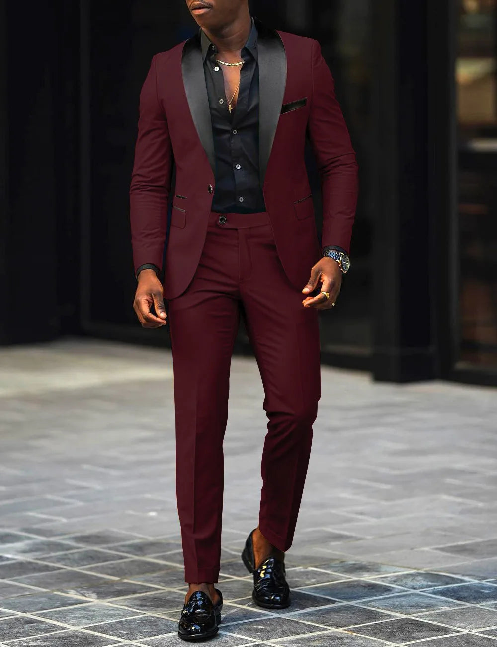 Men's Fashion Business Casual Two-piece, Comfortable and Breathable Slim-fit Side Slit Single-button Suit Jacket+trousers