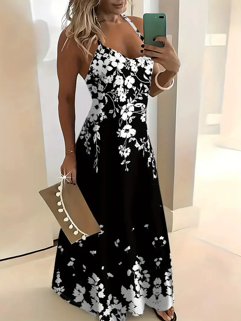 Summer Bohemian Style Women's Suspender Skirt Long A-line Oversized Casual Dress Women's Elegant  Summer Loose Beach Clothes