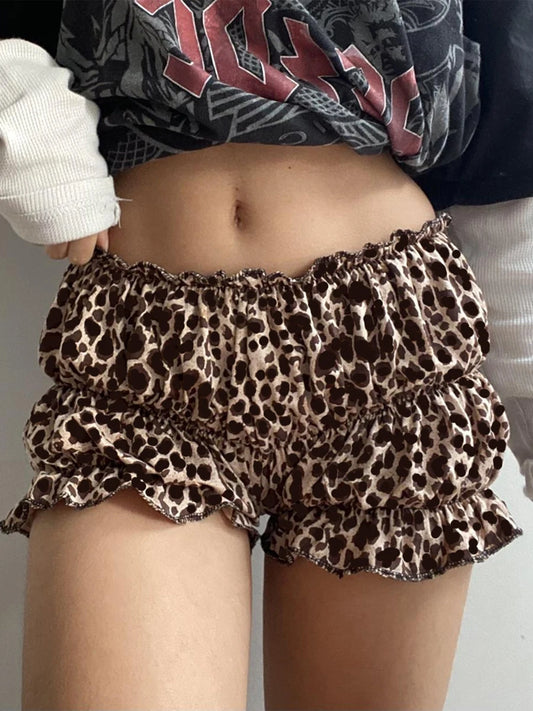 Women s Zebra Print Ruched Stylish High Waist Shorts with Elastic Waist