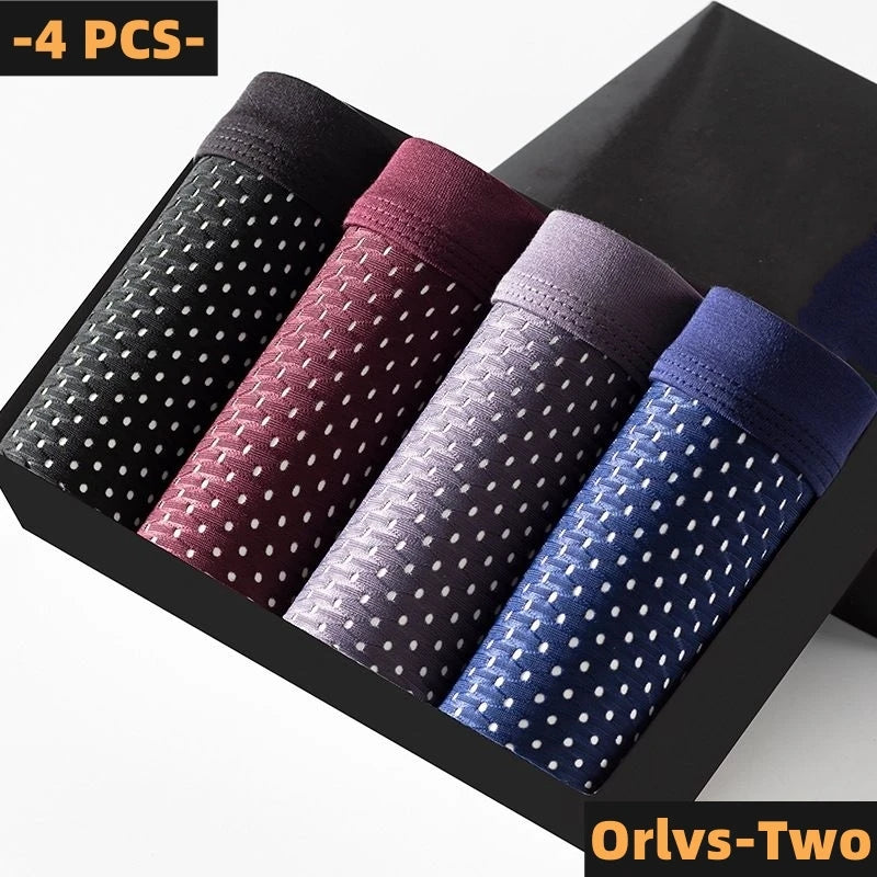 4 PCS/Lot Men's Ice Silk Underpants Breathable Summer Man Shorts Boxers Underwear Bamboo