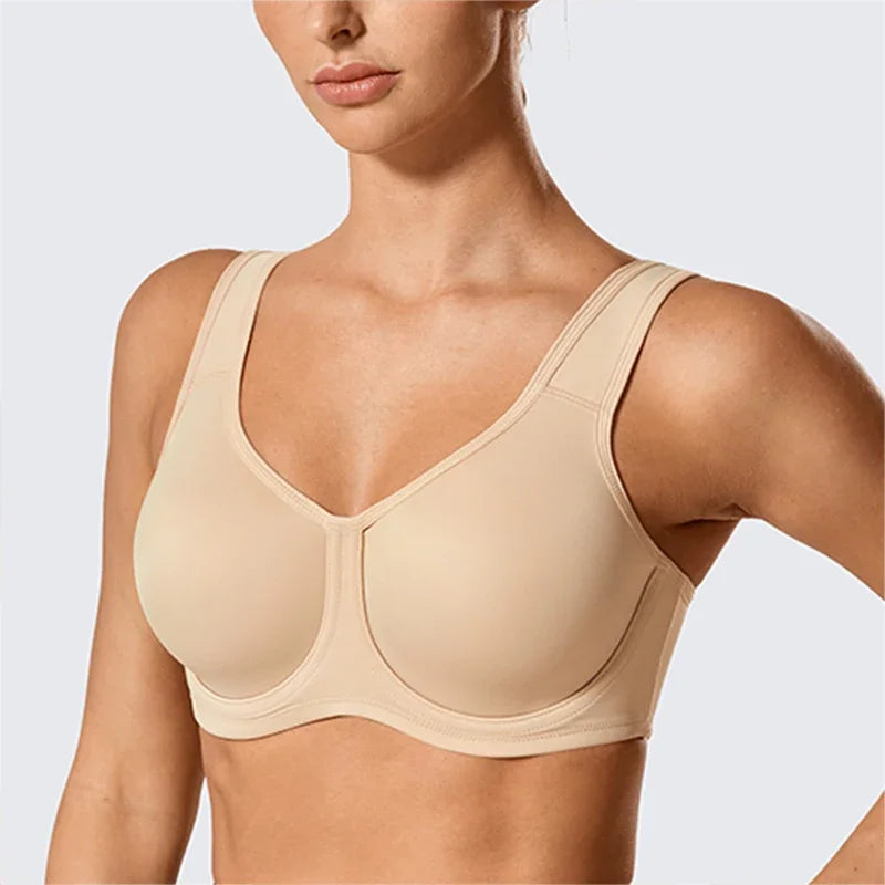 Double Layer Max Control High Impact Sports Bra Non Padded Underwire Active Bra