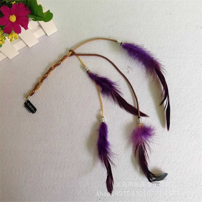 Bohemian Feather Hairband Women's Festive Masquerade Carnival Hippies  Indian Prom Gypsy Long Tassel Hair Accessories
