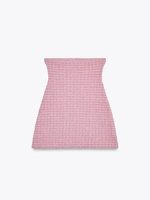 Elegant Knitted Women's Two Pieces Set Fashion Single-breasted Tube Top Hip Package Pockets Shorts Summer Casual Lady Suit