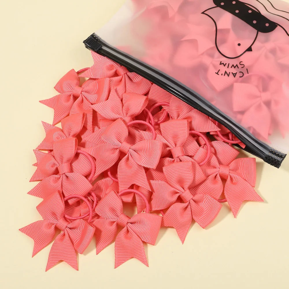 5/10/20Pcs Mini Solid Bows Elastic Hair Bands Small Rubber Band Hair Rope Ponytail Holder Headwear Hair Accessories