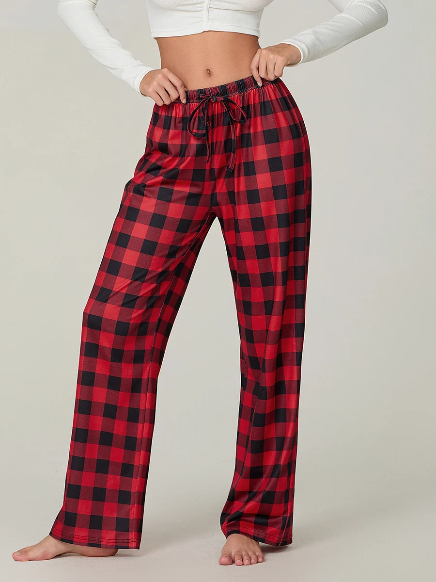 Vintage Pajama Pants  Elastic Waist Lounge Sleepwear Trousers with Pockets
