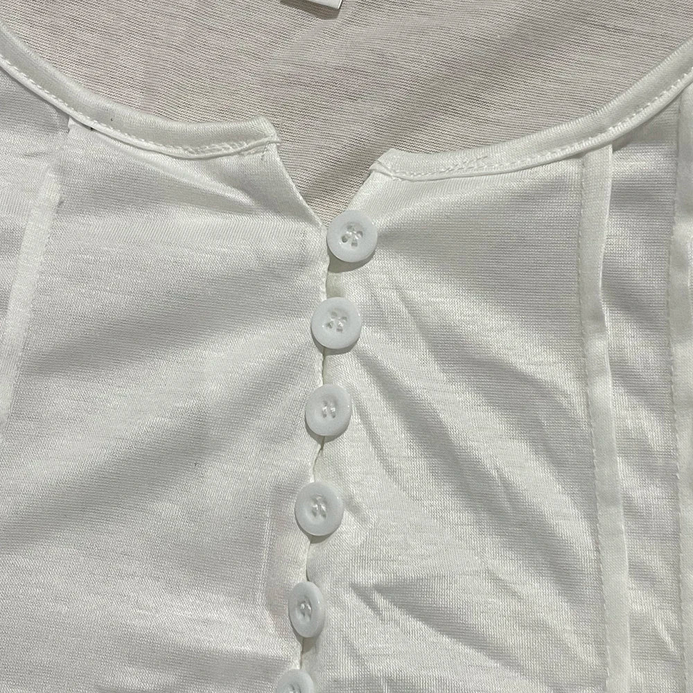 Women's V-Neck Short Sleeve Summer Button T-Shirt Street Trend Flower Geometric Print Women's Loose Casual V-Neck