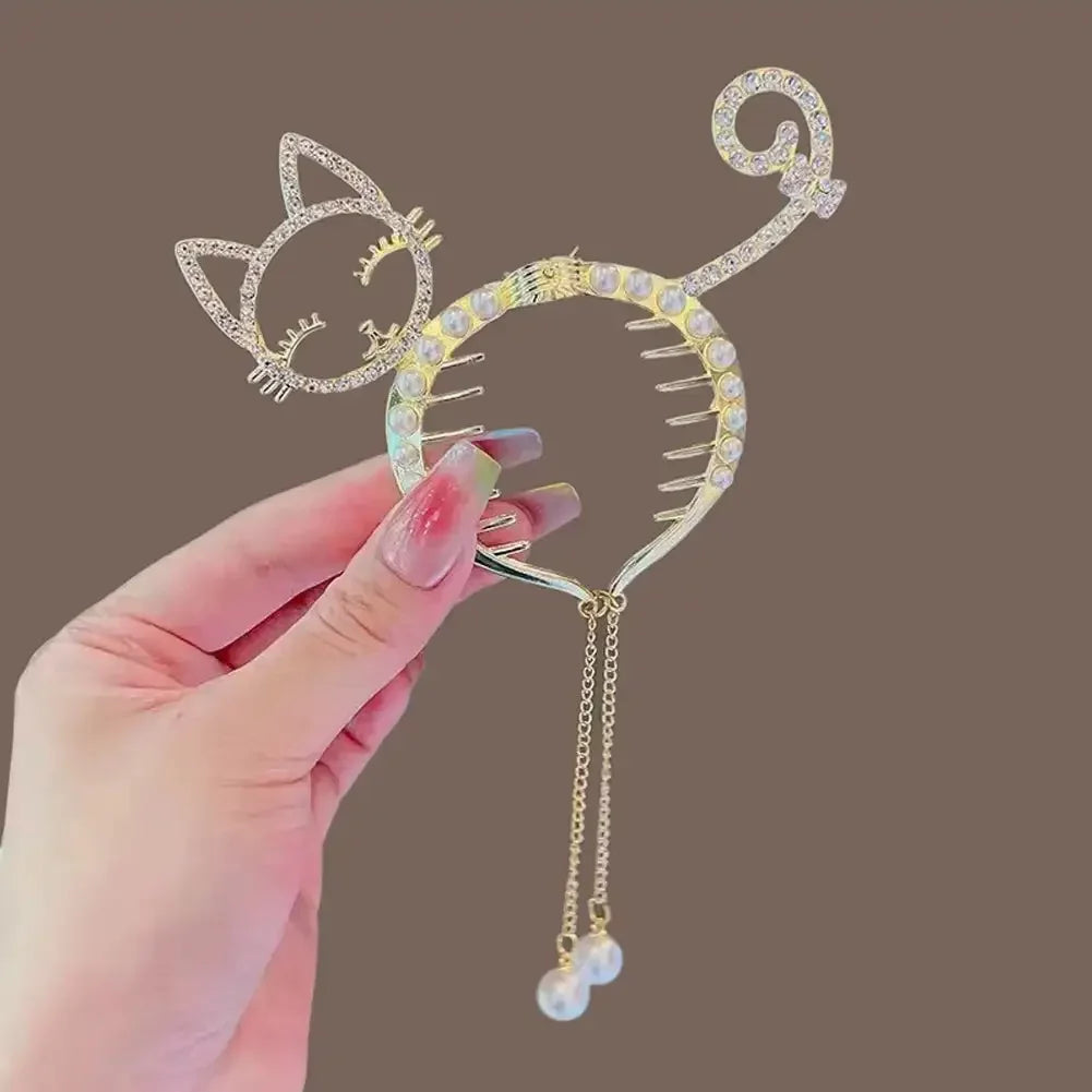 Flower Tassel Hair Clip Women Ladies Butterfly Rhinestone Pearl Metal Hair Claw Round Bun Ponytail Holder Hair Accessories