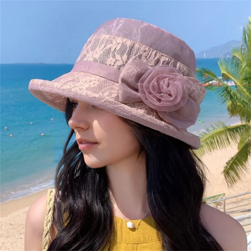 Stylish Women s Vintage Cloche Hat with Beautiful Floral Detail and Wide Brim for Summer Church Events and Outings