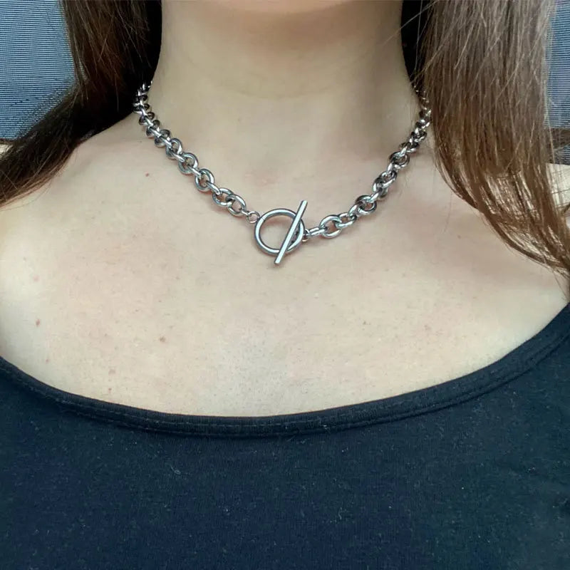 Fashion New Chunky Chain Necklace/bracelet Women Simple Toggle Clasp Stainless Steel Chain Necklace/bracelet For Women Jewelry Gift