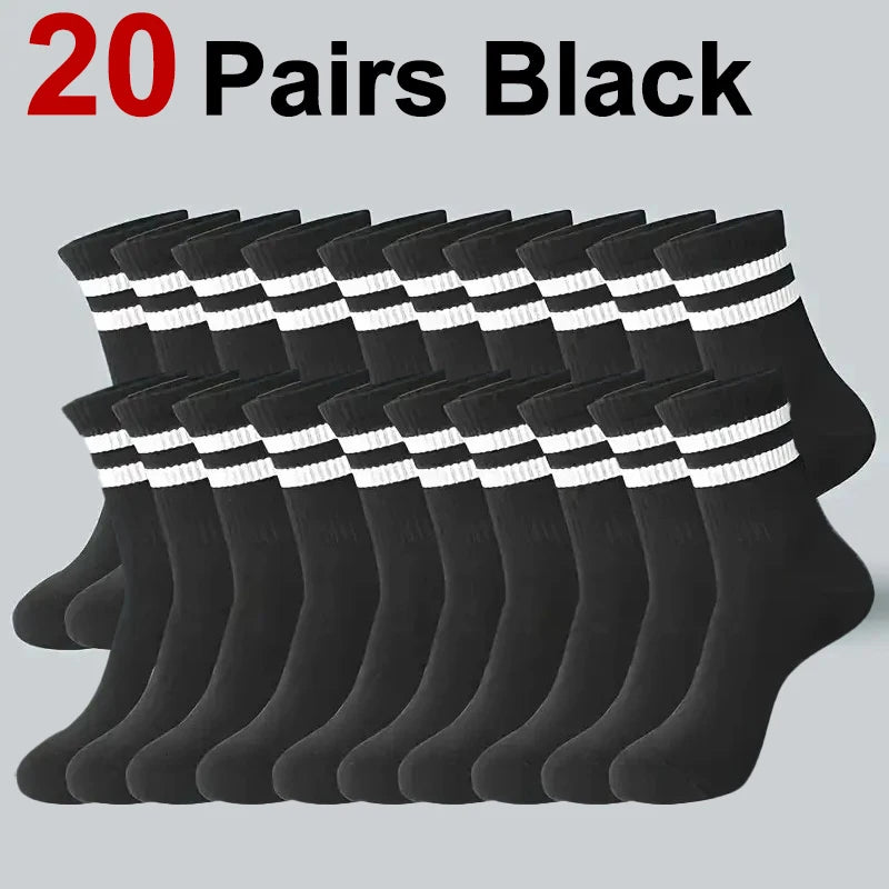 5/10/20 Pairs Neutral Solid Color Round Neck Socks Spring Summer Sweat Absorbing Breathable Soft Comfortable Couple Sports Socks