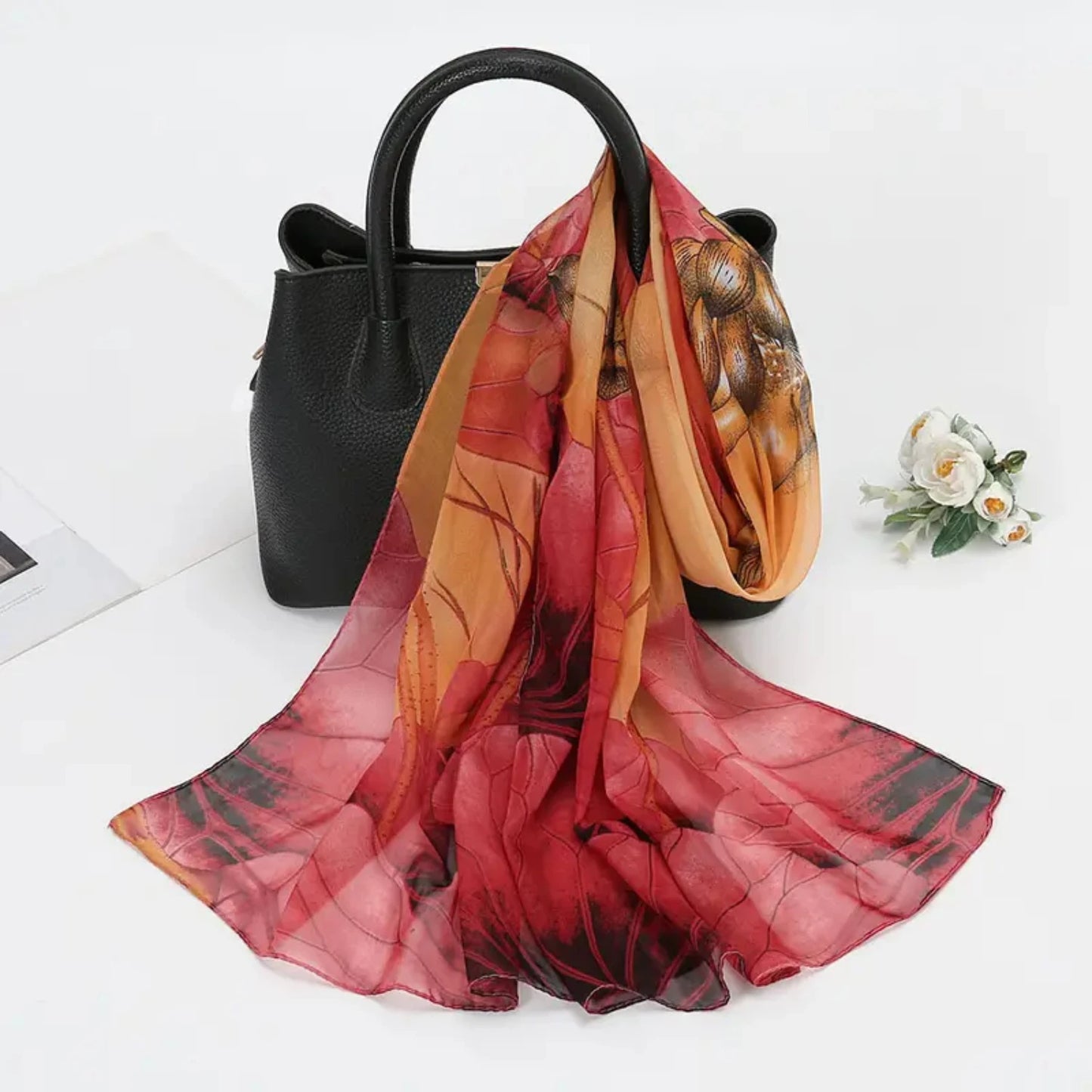 Elegant Floral Print Lightweight Scarf Shawl for Women - Stylish Fashion Scarves for Sun Protection & Trendy Look