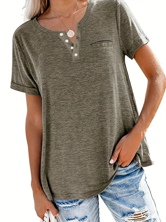 Plus Size 1XL-8XL Women's Loose Tops Ladies Casual V-neck Short Sleeve Pocket T-shirt Spring and Summer Style