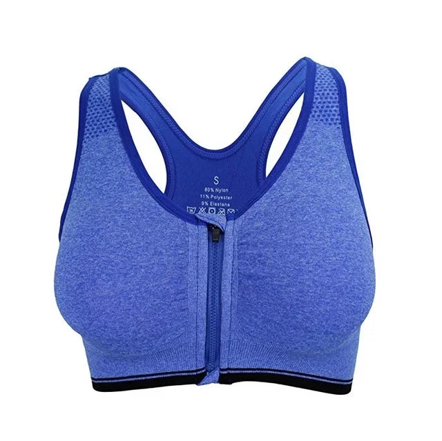 Sports Top Yoga Bra Shockproof Gym  Front Zipper  Push Up