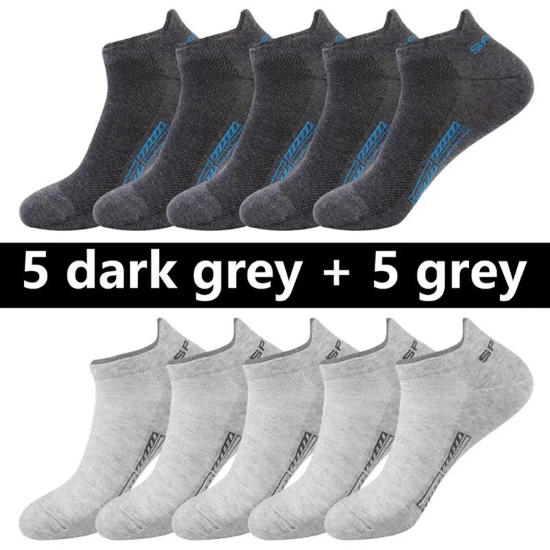 20pcs=10 Pairs Summer Autumn Men Cotton Socks Sport Breathable Ankle Socks Quality Mesh Casual Athletic Thin Cut Short