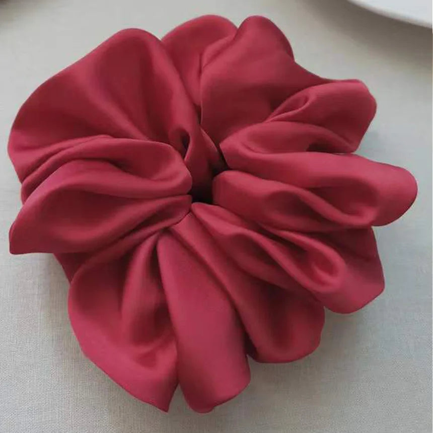 Fashion Oversized Silk Scrunchies for Women Chiffon Elastic Hair Ties Ponytail Holder Headwear
