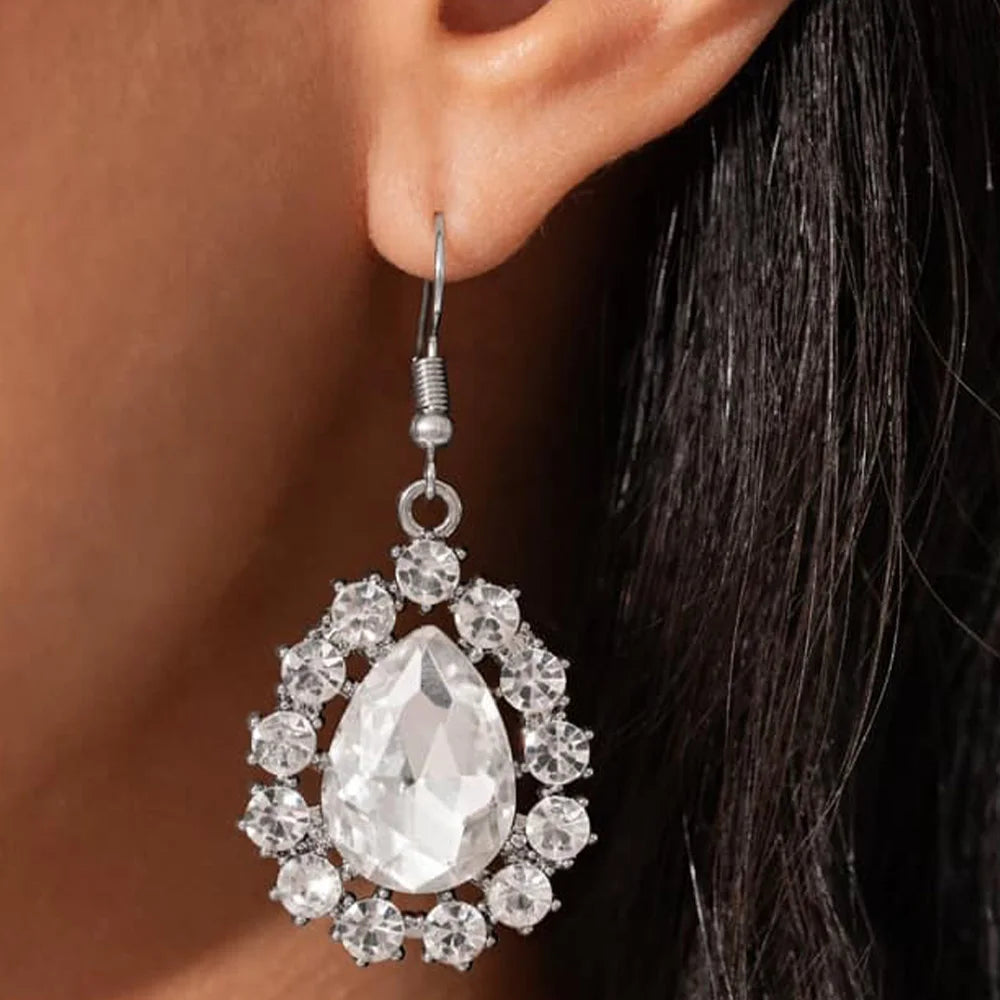 Luxury Round Crystal Exaggerated Necklace Earrings Set