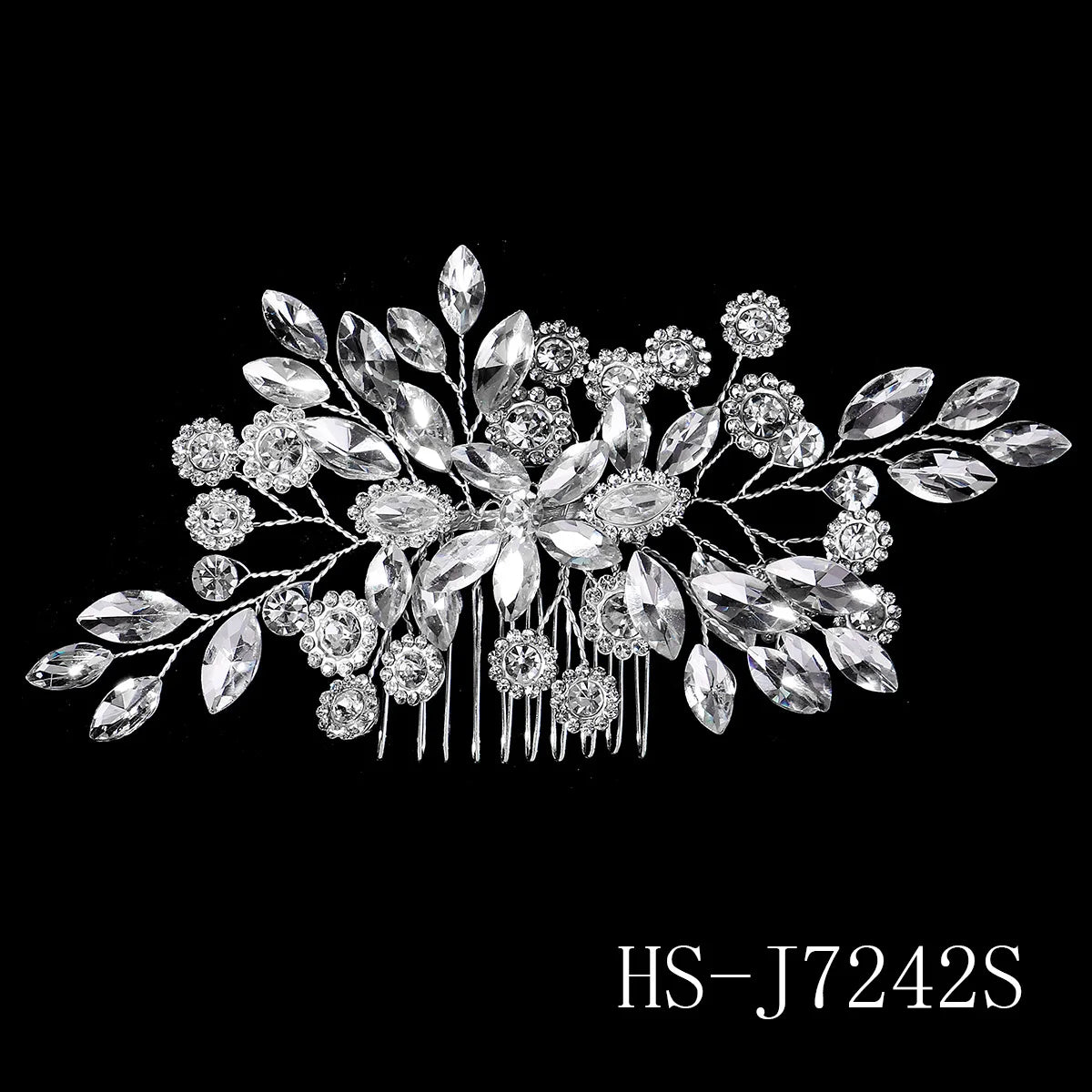 Silver Color Rhinestone Hair Comb Pearl Crystal Hair Accessories Ornament Prom Bridal Flower Headpiece Jewelry