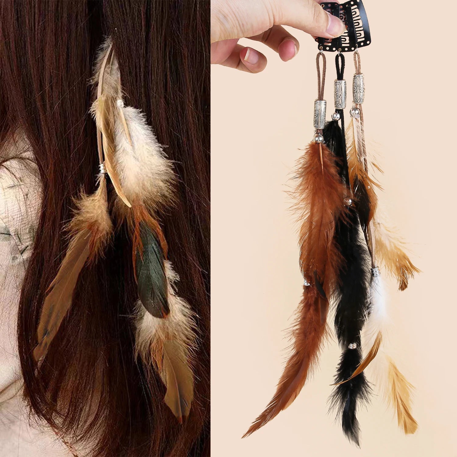 1-3pcs Handmade Comb Headdress Gifts Headband Headwear Novelty Hairclips Hippie Headpieces Feather Hairclips Hair Accessories