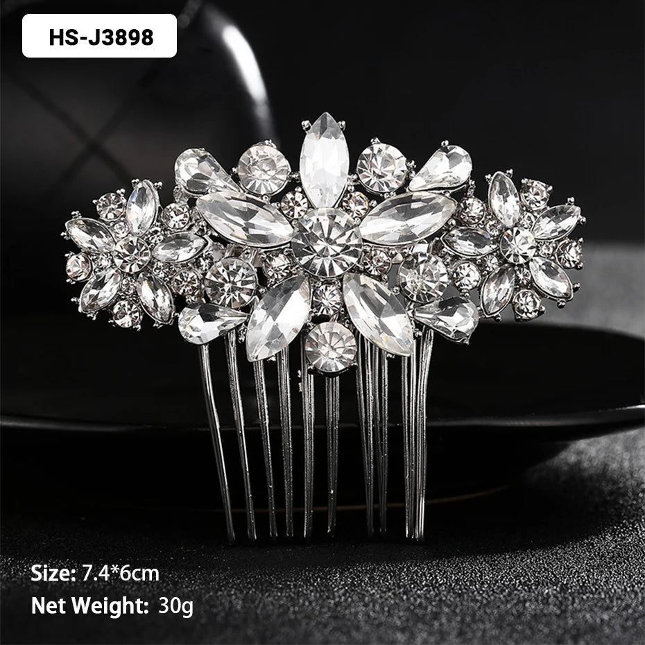 Silver Color Wedding Hair Combs Hairpins Crystal Rhinestone Bride Hair Accessories Women Bridal Hair Jewelry