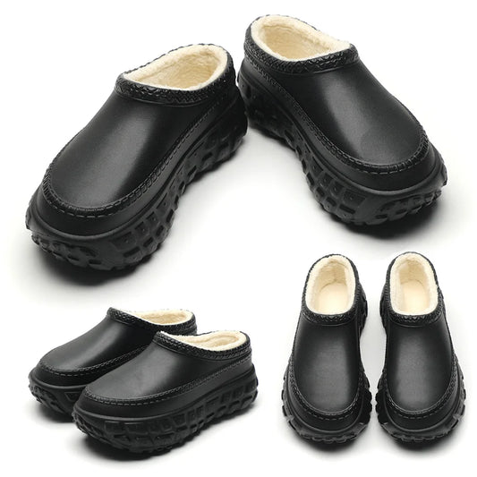 Anti-Slip Platform Slippers Fur Lining House Shoes Warm Comfy Slippers for Indoor & Outdoor