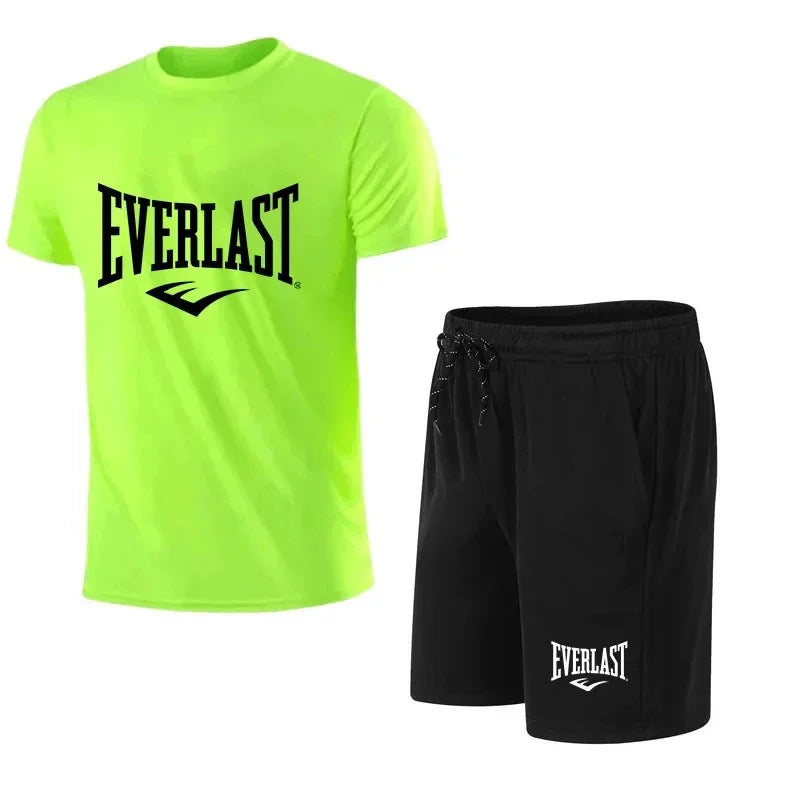 Summer Simplify Style Men's Sports Fashion Sets, Summer Leisure  Short Sleeve Tops + Shorts 2 Piece ,Outfit Outdoor Run Gym