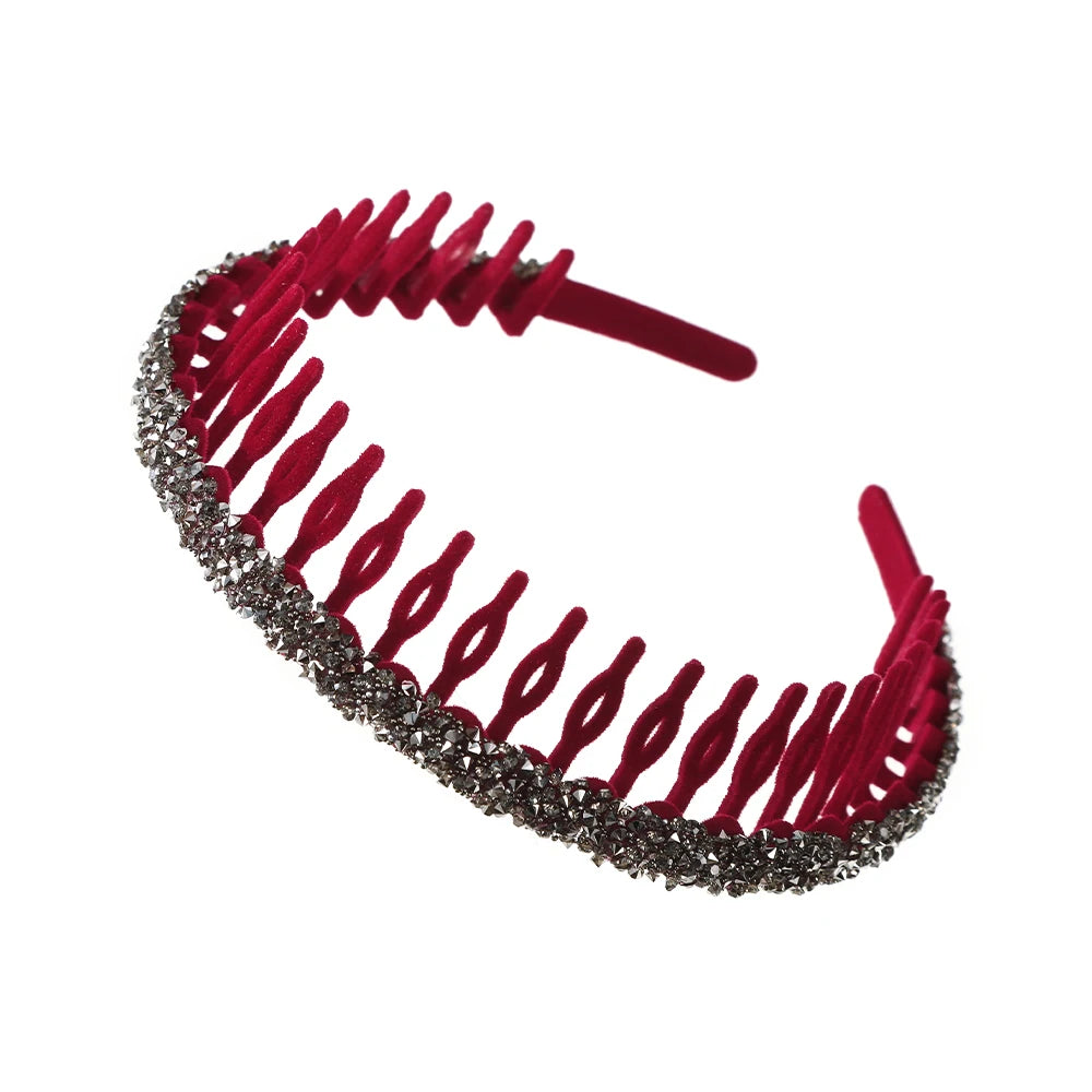 Luxury Non-slip Rhinestone Hair Hoops Bands Women Tooth Elastic Headbands For Women Shiny Hair Hoops Bezel Accessories
