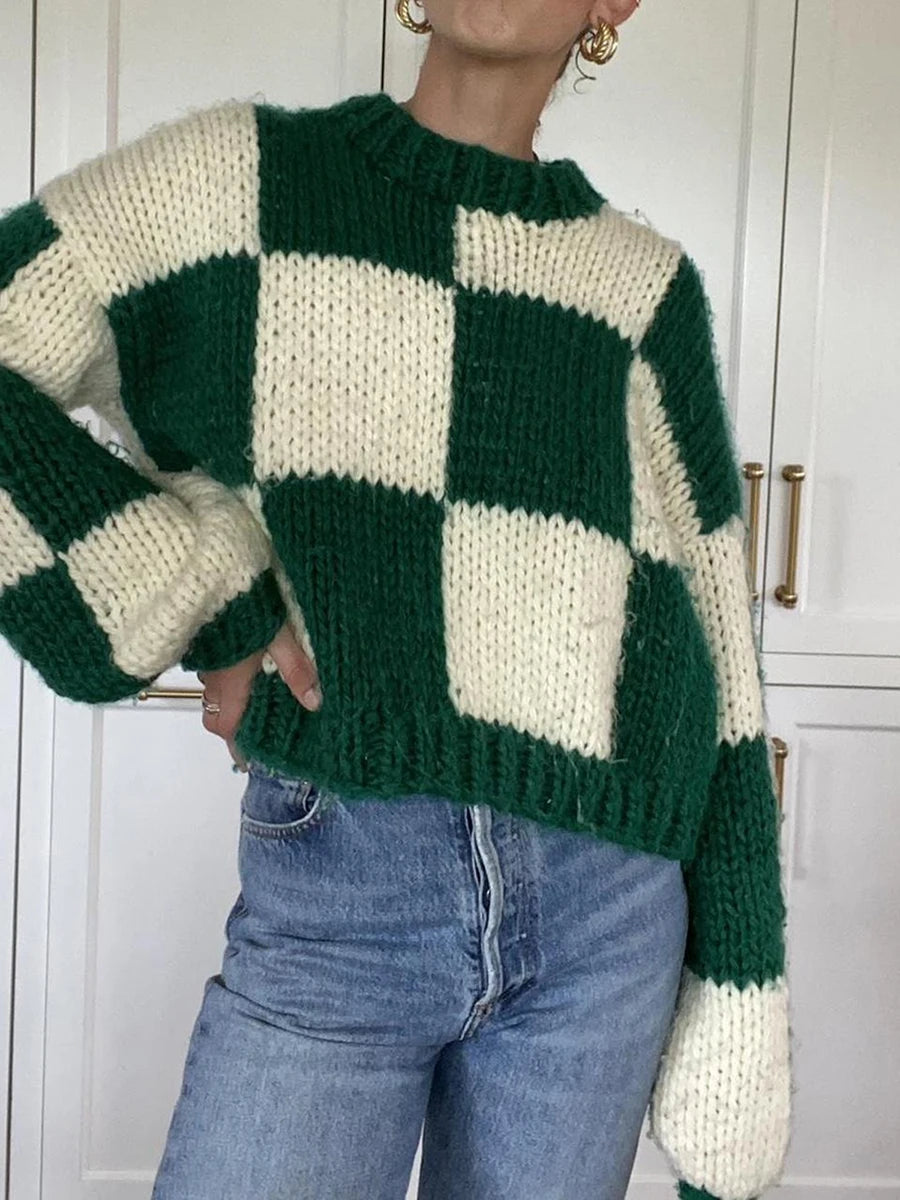 Cozy Oversized Stylish Color Block Sweater Casual Loose Fit Pullover