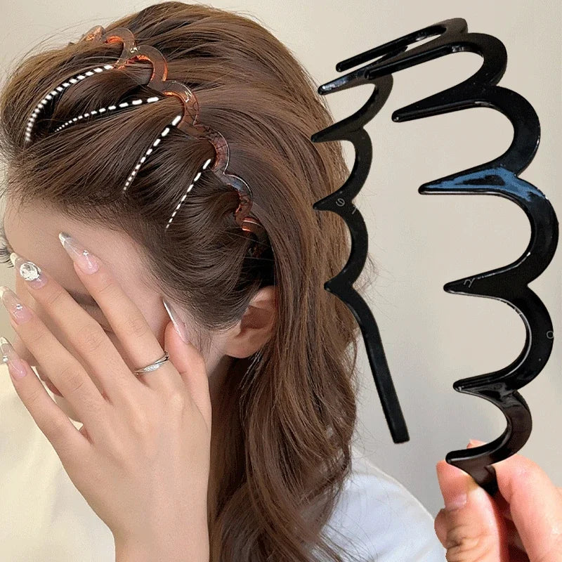 Fashion Wave Headbands for Women Solid Color Toothed Non-slip Hair Bands  Face Wash Sports Hairbands Hair Accessories