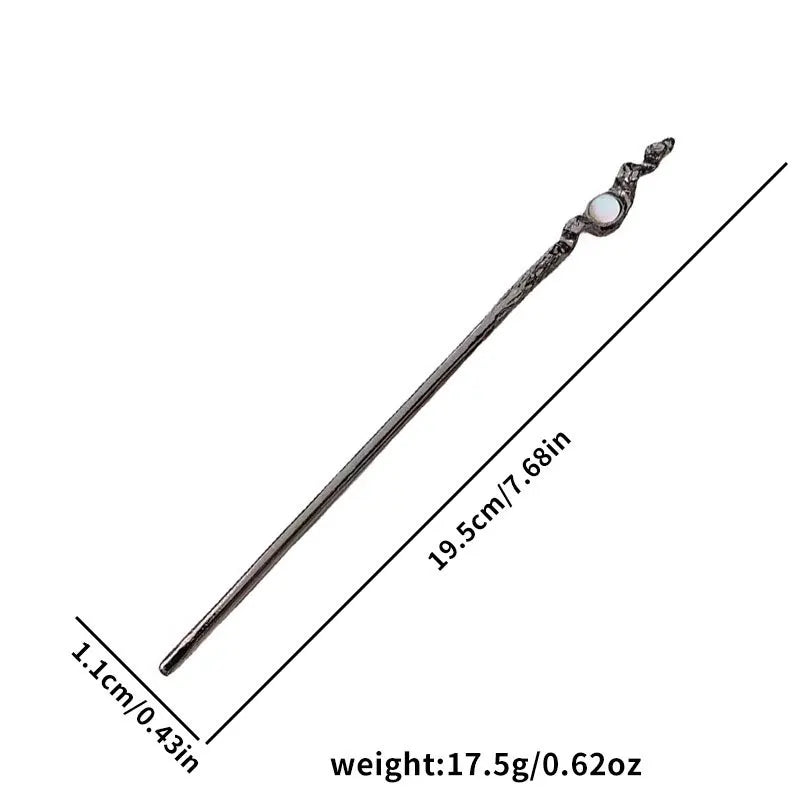 Vintage Moonstone Hair Sticks for Women  Chinese Style Simple Metal Chopstick Hairpins Headwear Jewelry Hair Accessories