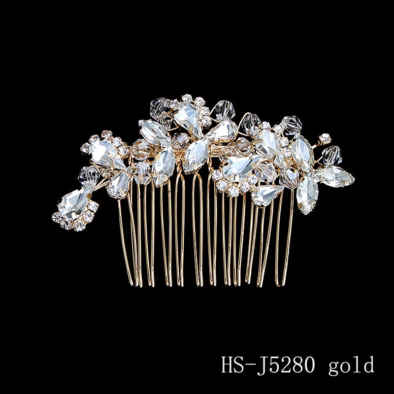 Golden Luxury Pearl Hair Comb Classic Jewelry Crystal Side Bangs Hair Clip For Women Elegant Headpieces