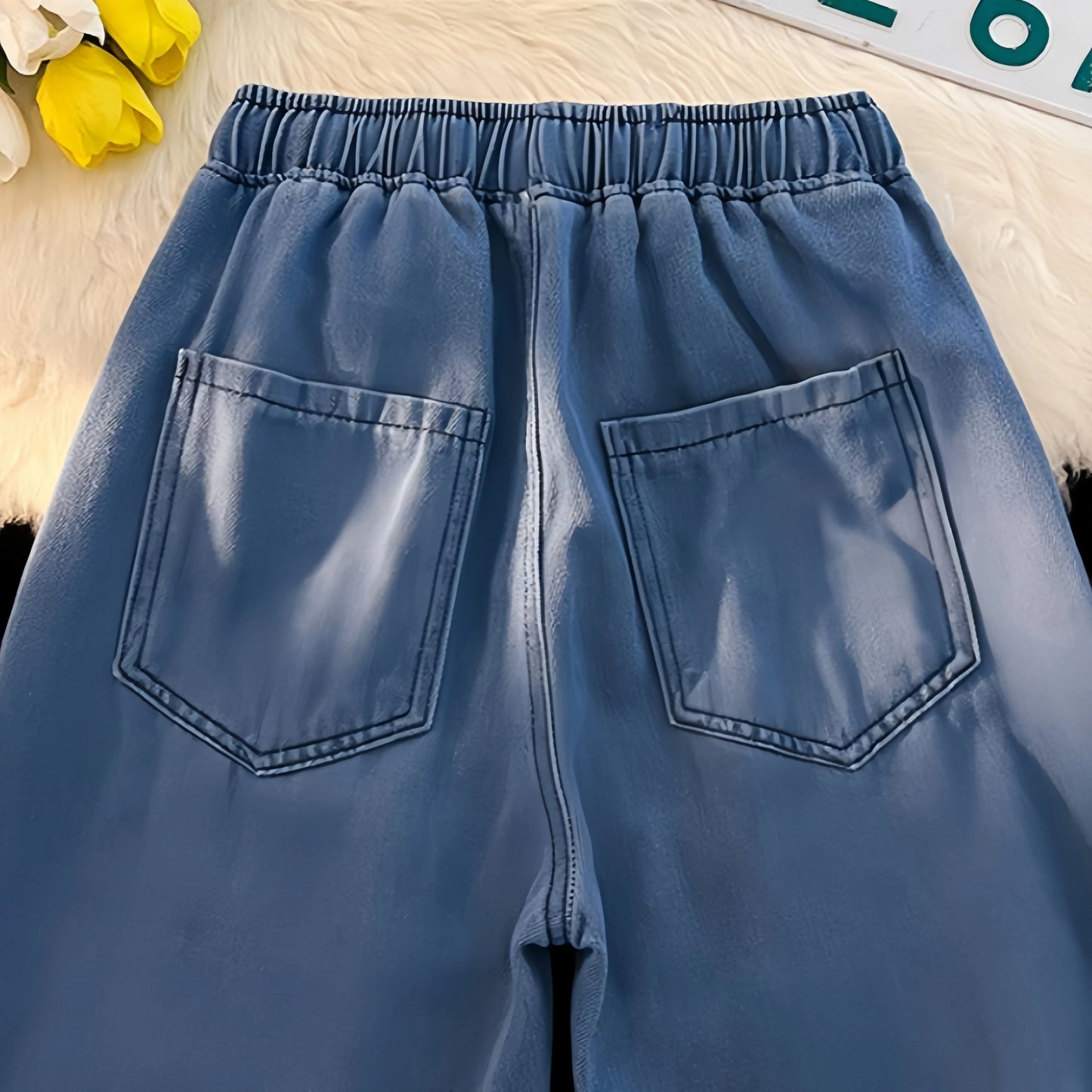Casual  Jeans With Pockets Summer Vintage  Wide Leg Pant Drawstring Loose Trousers