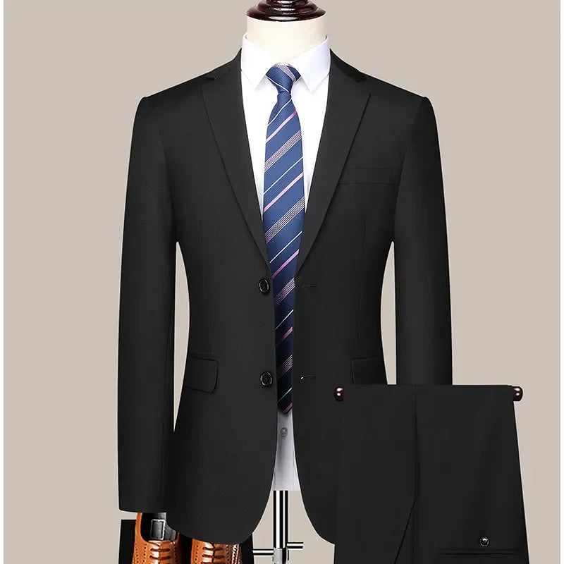 Two-button Business Suit Professional Work Formal Two-piece Set Trousers and Jacket