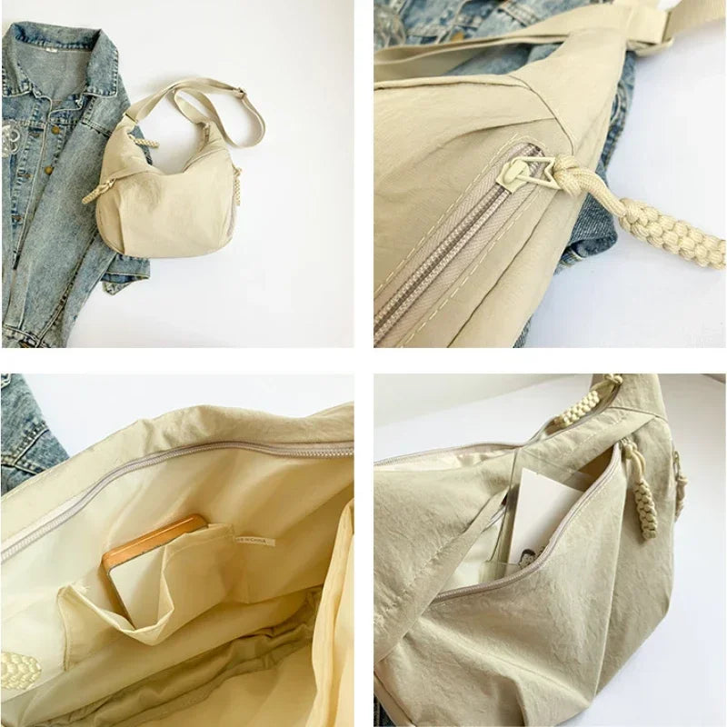 Trendy Women's Soft Cloth Shoulder Bag Solid Color Casual Style Big Handbags Crossbody Bags for Women Shoulder Hobos Bag