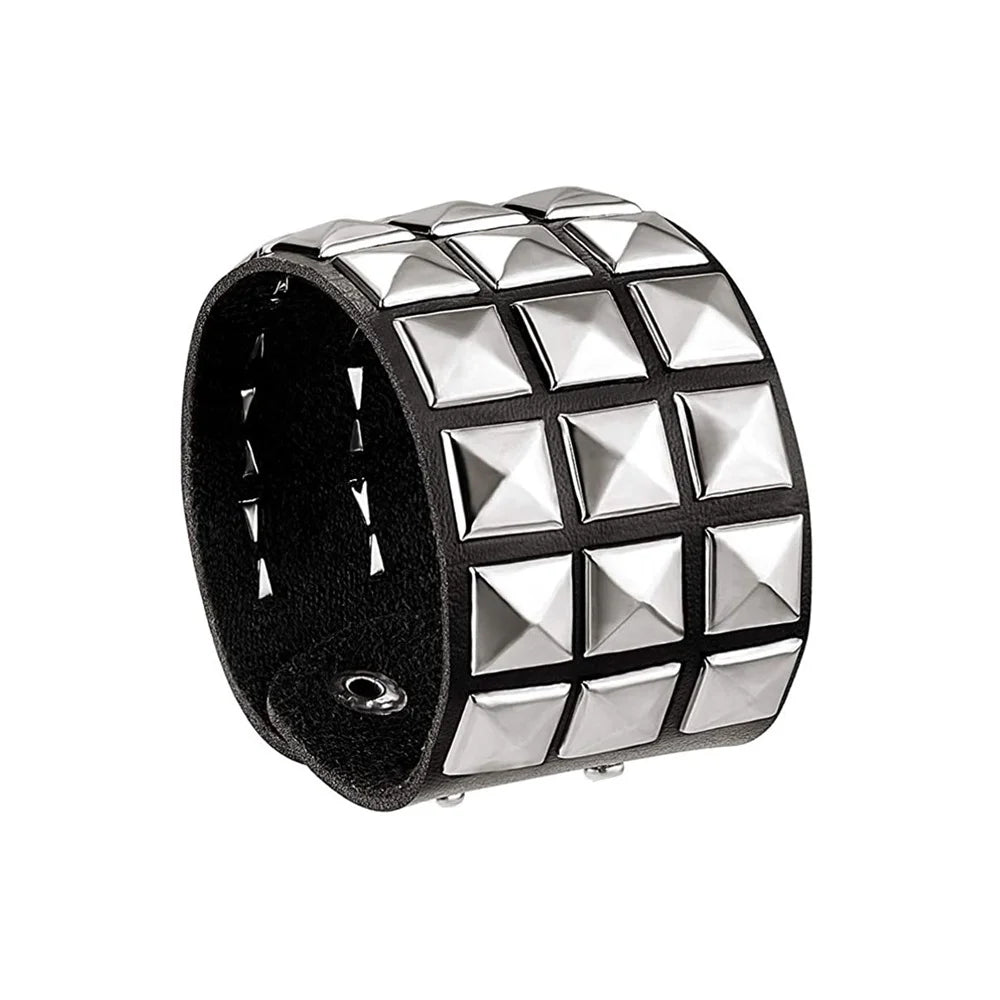 Punk Hip Hop Rock PU Leather Bracelet Unisex Trendy Chain Skull Pentagram Rivet Bracelet
