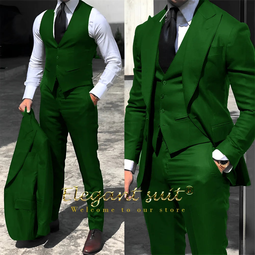 Men's business suit 3-piece set (jacket + vest + trousers) advanced custom men's office formal suit set