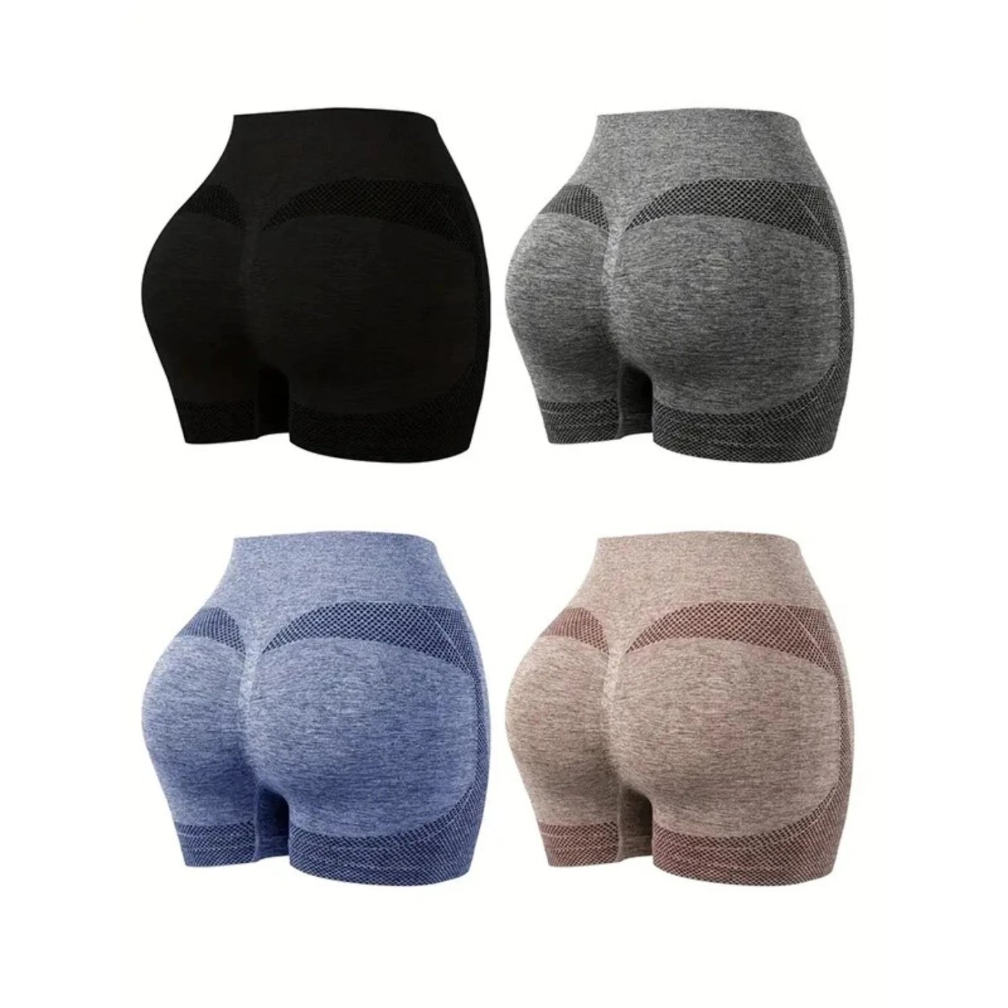 Tight Seamless Yoga Shorts Four-Piece Set  Running Exercise Fitness Shorts