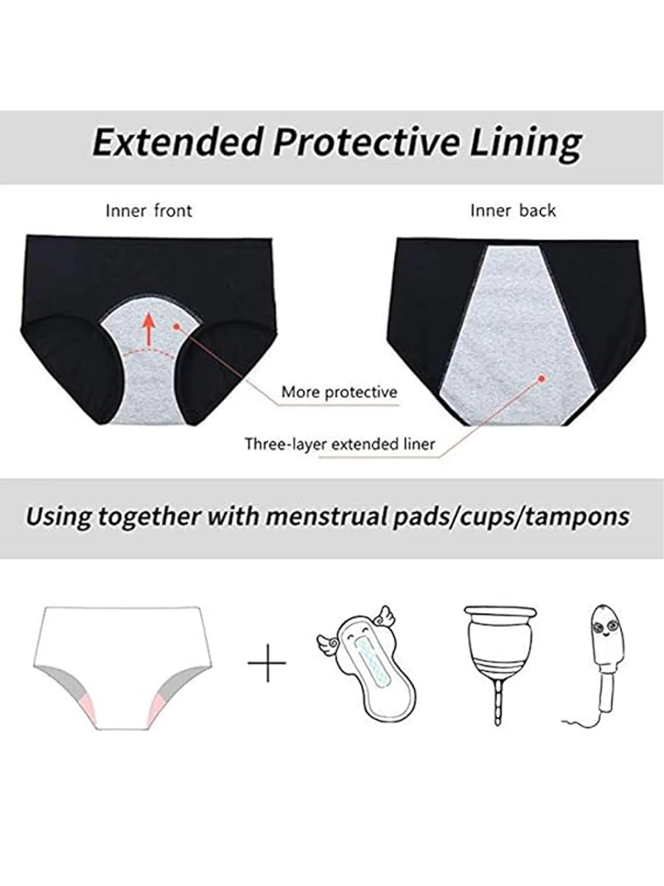 5Pcs Women Protective Cotton Menstrual Period Panties Teens Breathable Leakproof Briefs Women Postpartum Underwear