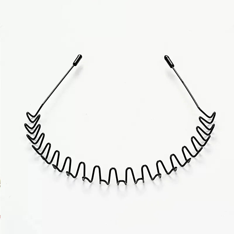 Unisex Black Elastic Non Slip Simple Metal Headbands For Women Wavy Hairband Spring Hair Hoop Fashion Hair Accessories