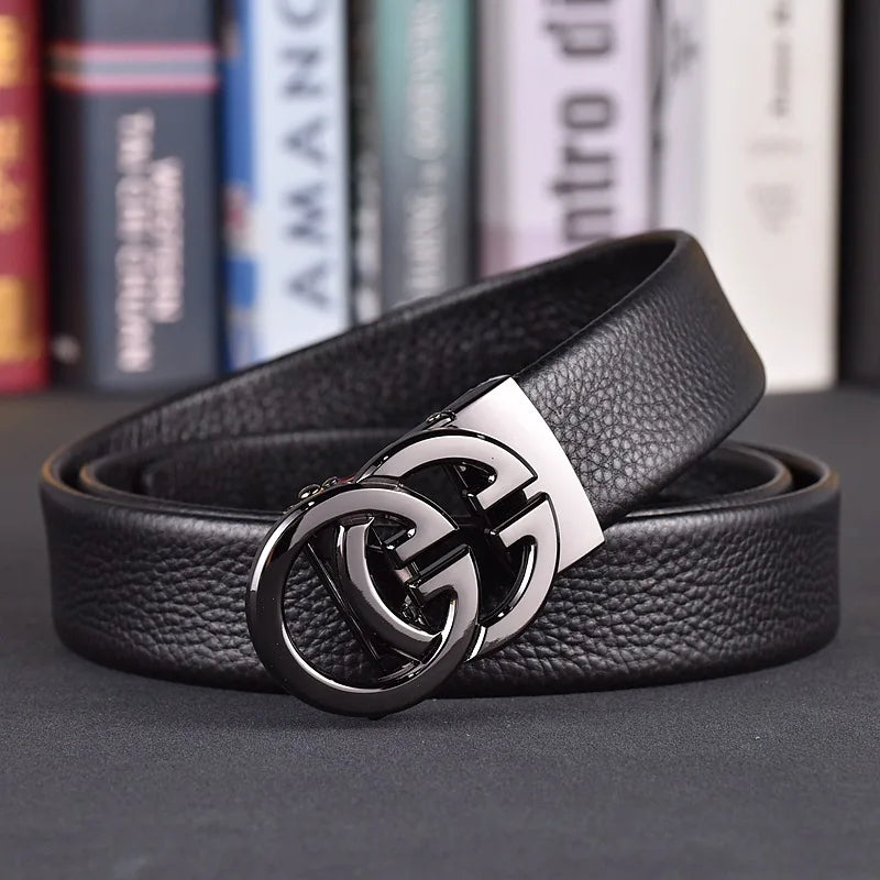 Designer fashion automatic buckle jeans high-quality material belt