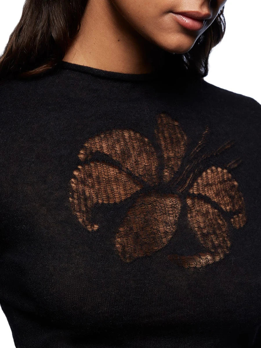 Women s Floral Print Crew Neck Long Sleeve Knit Sweater Cozy Pullover for Fall and Winter Warm and Stylish Sweater